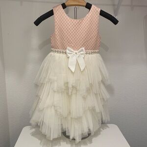 Pink and White Layered Tulle Dress